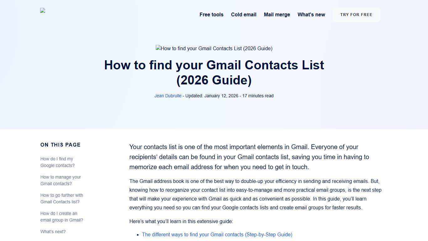 How to find your Gmail Contacts List (2026 Guide)